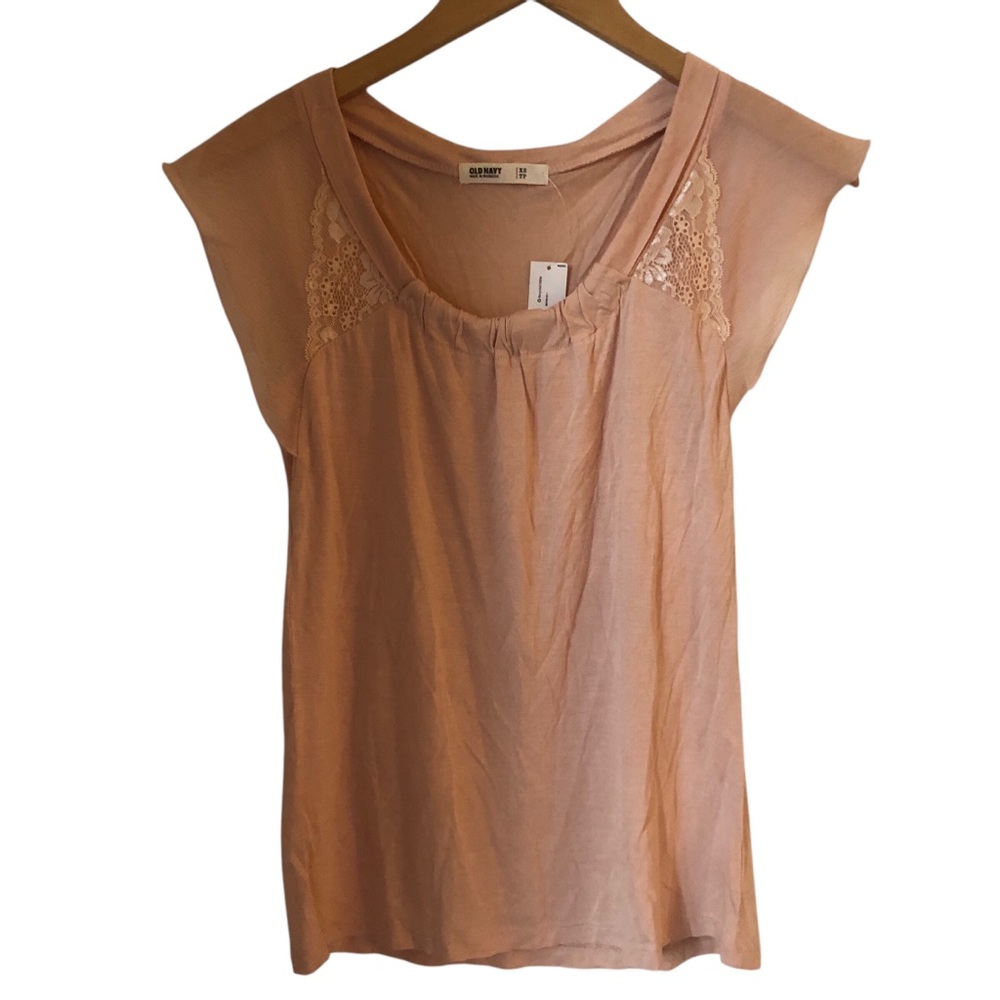 Old Navy Blush Pink Lace Detail Top T Shirt NWT